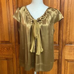 New York & Company Gold Holiday Dress Blouse  Size L